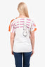 Hermès White/Purple/Orange Patterned Cotton Scoop Neck Short Sleeve Top Size 40
