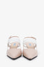 Prada Beige/White Leather Triangle Logo Slingback Heel Size 39