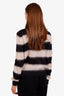 Saint Laurent Black/White Striped Mohair Distressed Sweater Size S