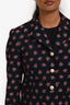 Gucci Black/Pink Floral Pearl Logo Blazer Size 40