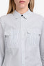 Rag & Bone White/Navy Striped Cotton 'Lucia' Mini Shirt Dress Size M
