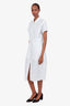 Hermès White Mosaic Zip-up Short Sleeve Shirt Dress Size 38