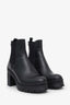 Prada Black Leather Lug Sole Chelsea Boots Size 37