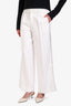 Forte Forte White Cotton Linen Blend Wide Leg Pleated Trousers Size 1