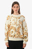 Pre-loved Chanel™ Runway 2018 Cream Paris-Greece Gold Leaf Embroidered Ecru Knit Sweater Size 40