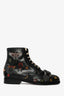 Gucci Black Leather Queercore Bee Embroidered Combat Boots Size 6.5 Men's