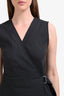 Theory Grey Linen Blend Sleeveless A-Line Wrap Midi Dress Size 6