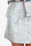 Louis Vuitton Spring Summer 2018 Collection Silver Tweed Pattern Evening Jacket  + Skirt Set Size 38/36