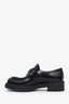 Prada Black Leather Logo Plaque Loafers Size 35