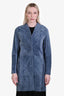 Max Mara Blue Sherpa Midi Length Jacket Size 34
