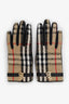 Burberry Nova Check Wool and Leather Gloves Size 6.5