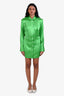 Frame Green Silk Strong Shoulder Mini Dress Size XS