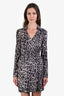 Diane von Furstenberg Silk Jersey Grey Cheetah Print 'Julian' Wrap Dress Size 6