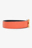 Hermès Orange 'Constance' Gold Guilochee H Logo Reversible Belt Size 80