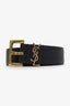 Saint Laurent Black Leather Cassandre Belt Size 90