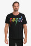 Gucci Black/Multicolour Sequin Embellished Logo T-Shirt Size S Mens