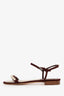 Pre-loved Chanel™ Burgundy Suede Pearl Flat Sandals Size 37.5