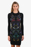 Alexander McQueen Black Floral Long Sleeve Midi Dress Estimated Size S