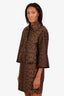 Akris Punto Brown Leopard Print Midi Dress with Jacket Set Size 6
