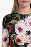 Dolce & Gabbana Black Floral Silk Long Sleeve Midi Dress Size 44
