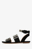 Alaïa Black Leather Suede Grommet Embellished Ankle Strap Sandals Size 39