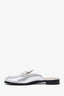 Salvatore Ferragamo Silver Leather Logo Slip On Loafers Size 8