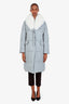 Thom Browne Grey Wool and Fox Fur Hooded Puffer Coat Size 40