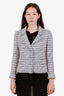 Pre-loved Chanel™ 05A Grey Tweed Fringe Trimmed Single Breasted Jacket Size 40