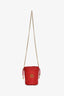 Gucci Red Calfskin Matelasse Mini GG Marmont Bucket Bag