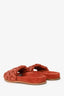 Chloe Orange Woven Leather Suede Lined Slides Size 36