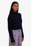 Maje Navy Ribbed Wool Mock Neck Sweater Size 40
