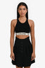 Celine Black Rib Knit Logo Tape Detail Crop Tank Top Size S
