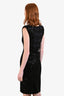 Alice + Olivia Black Velvet and Sequin Shoulder Pad Bodycon Dress Size 4