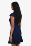 Alexander McQueen Navy Blue Wool Vegan Silk Short Sleeve Tailored Mini Dress Size XS