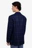 Cesare Atolini Blue/Black Plaid Single Breasted Blazer Size 56 Mens