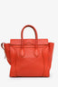 Celine Orange Leather Mini Luggage Tote Bag
