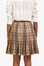 Burberry Beige House Check Wool Pleated Skirt Size 10 Kids