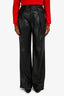 Mother Black Leather Pleated Wide Leg Trousers Size 24
