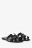 Hermès Black Leather Oran Sandals Size 37