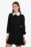 Celine Black Button Up Peter Pan Collar Long Sleeve Mini Dress Size 36