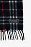 Burberrys Vintage Black Cashmere House Check Fringe Scarf