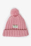Bonnet Gucci rose en laine tricotée avec pompon, taille M