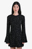 Frame Black Sequin Flutter Sleeve Dress Size S