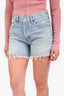 Agolde Light Denim Light Wash Blue Frayed Denim Shorts Size 27
