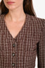 Pre-loved Chanel™ 1997 Autumn Brown/Cream Wool Blazer + Pleated Midi Skirt Set Size 34