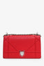Christian Dior 2016 Red Grained Leather Small 'Diorama' Flap Bag