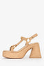 Cult Gaia Tan Raffia Chunky Block Heeled Erin Sandals Size 37