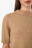 Judith & Charles Tan Wool Camel Hair Blend Short Sleeve Sweater Size S