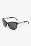 Pre-Loved Chanel™ Black Frame 5215-Q Interlocking CC Leather/Chainlink Sunglasses