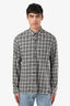 Chemise à manches longues Lanvin en coton gris/noir à carreaux, boutonnée, taille homme 41